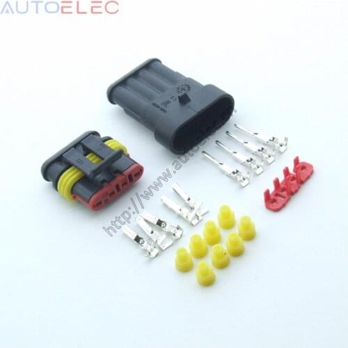 5Pair 4Pin Way female&male AMP Super seal Waterproof Electrical Wire Connector Plug for Sealed Electrical fuel pump AMP Tyco