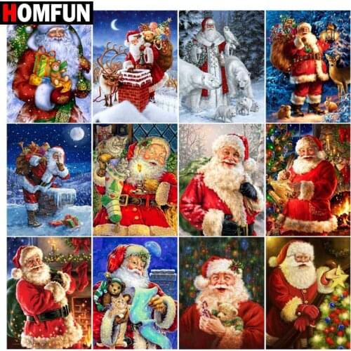 HOMFUN Diy 5d Diamond Painting "Santa christmas winter" Cross Stitch Square Round Diamond Embroidery Handwork Rhinestone Art