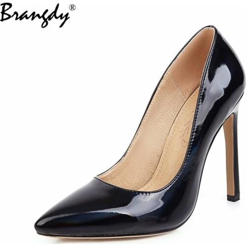 Brangdy 2022 Sexy Women Pumps Thin High Heels PU Leather Women Shoes Pointed Toe Women Wedding Shoes Ladies Stiletto Women Heels