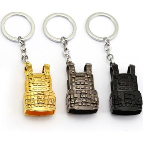 PLAYERUNKNOWNS BATTLEGROUNDS Keychain PUBG Key Ring Level 3 Vest Military Body Armor Model Metal Car Key Chain Pendant Jewelry