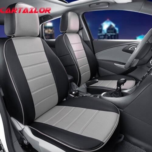 CARTAILOR Front & Rear Car Seat Protector Custom Fit for Fiat Punto Seat Cover Set PU Leather Lumbar Support Seat Cushion Covers