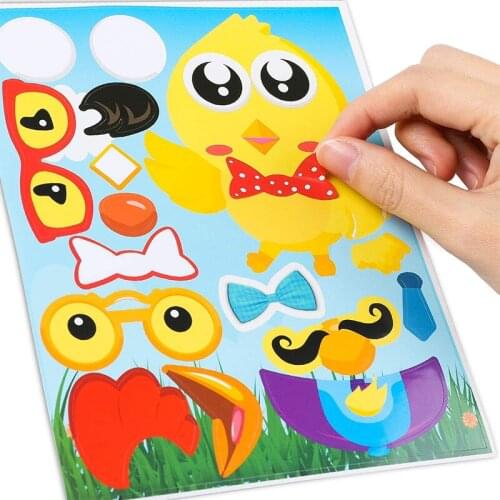 40Pcs Farm Animal Make-a-Face Kid Stickers Set Early Education Craft Project Puzzle Toys Class Reward Party Favor for Children