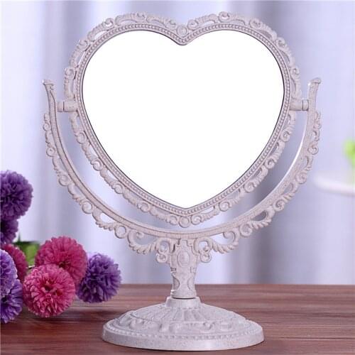 Double Sided Make Up Cosmetic Heart-shaped Mirror Shaving Bath Table On Stand