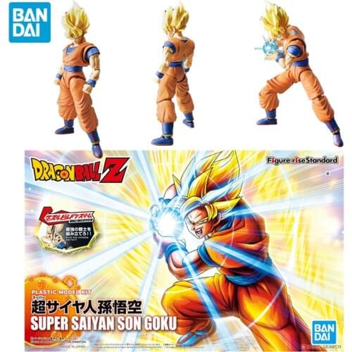 BANDAI Anime Figure Dragon Ball Z Super Saiyan Son Goku Figure-rise Standard Assembly Model Anime Action Figures Toys for Kids