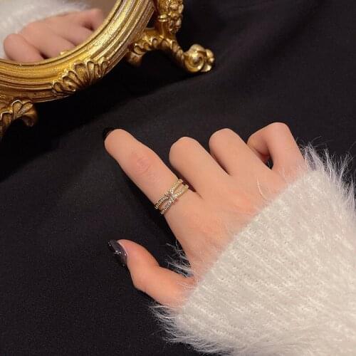 Rings for Women Fashion Zircon Multilayer Geometry Resizable Ring Light Luxury Engagement Rings for Women Jewelry Wholesale