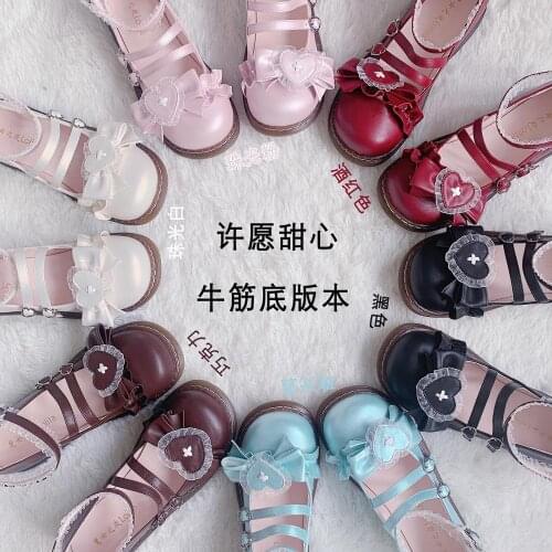 Sweet lolita Japanese shoes kawaii girl tea party princess kawaii shoes round head retro lace bowknot women shoes loli cosplay