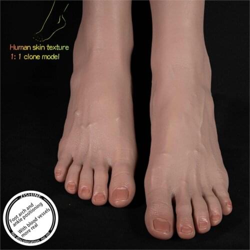 Male Foot Model EU 46 Visible Blood Vessels Heatable Sketch Drawing Shoe Socks Sandal Display Art Liquid Silicone ZISHINE TG4601