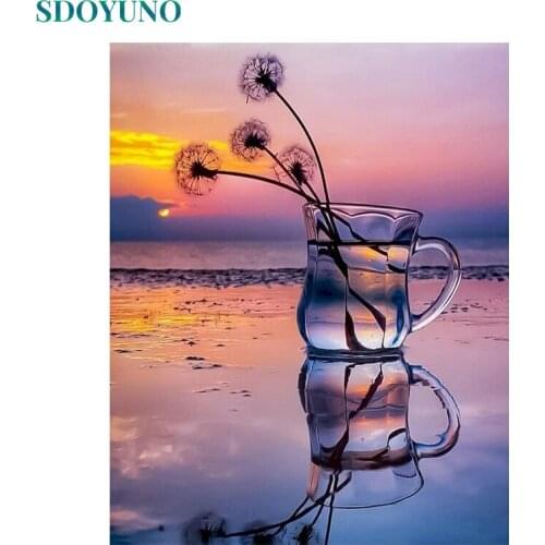 SDOYUNO 60x75cm Oil Painting By Numbers Seascape DIY Pictures By Numbers On Canvas Scenery Frameless Hand Painting Home Decor