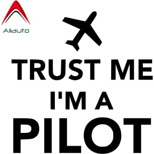 Aliauto Funny Cool Reflective Car Sticker Trust Me Im A Pilot Airplane Motorcycle Automobile Decal Accessories PVC,15cm*15cm