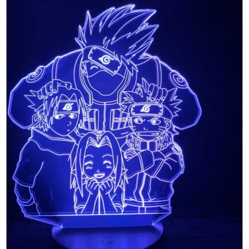 Naruto Uzumaki Naruto Hatake Kakashi Haruno Sakura Uchiha Sasuke 3d Light Anime Naruto Figure LED Night Lamp for Child Boy Gift
