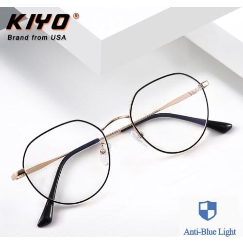 KIYO Brand 2020 New Women Men Fashion Anti Blue Light Optical Frame Metal Eyeglasses Frames Oval Spectacles Glasses 9643