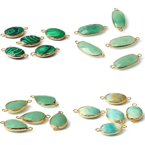DIY Natural Stone Green Malay Jade Agates Pendant Water Droplets Shape For Jewelry Making Earring Necklace Bracelet Accessories