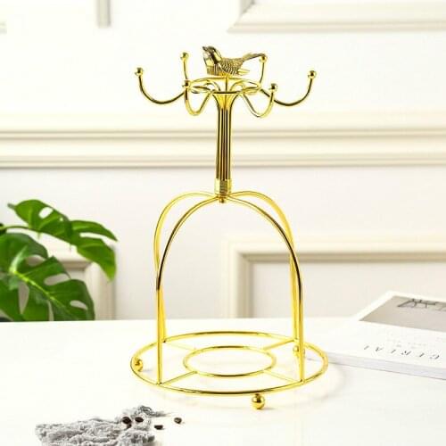 Gold Plated Birdcage Cup Holder Stainless Steel Coffee Cup Holder Tea Cup Hang Rack Home Room Decoration Drop Shipping bartender