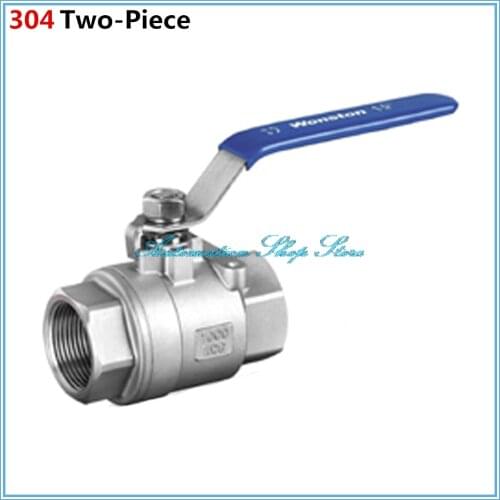 Stainless Steel SS 304 Pipe Two-piece Ball Valve Female Threaded 1/4" 3/8" 3/4" 1" 1-1/4" Sanitary ON-OFF Ball Valve Straight