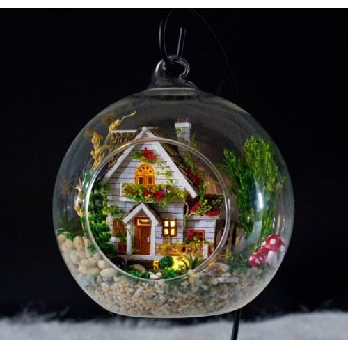Forest House DIY Sound Control Glass Ball LED Lamp Toy Assembly Model Handicraft Toy Gift