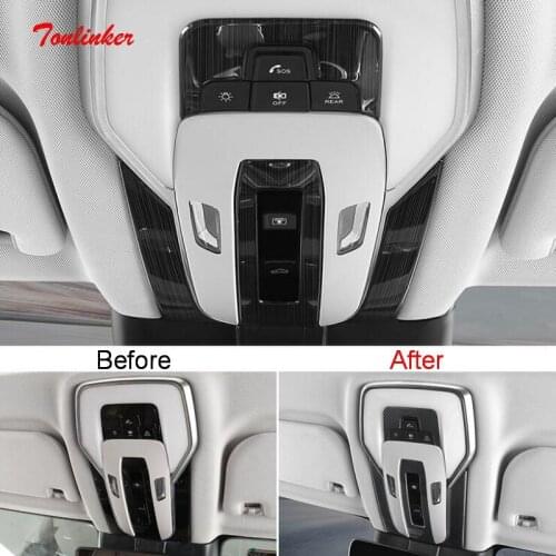 Tonlinker Interior Read Light Car Covers Sticker For FAW HONGQI H9 2020-2021 Car Styling 4 PCS Stainless steel Cover Stickers