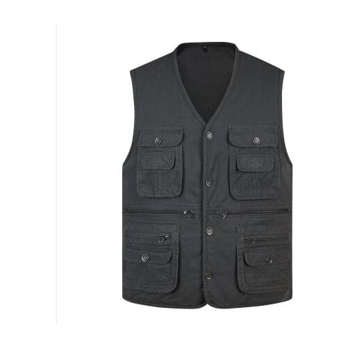 Spring and autumn clothing photography fishing vest middle-aged dad wear cotton multi-pocket vest vest middle-aged male waistcoa