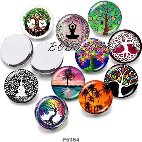 YOGA TREE 12mm18mm 20mm Snap button jewelry DIY Bracelet Round photo glass cabochons P6090