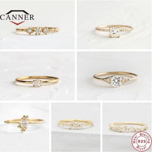 CANNER Real 925 Sterling Silver Wedding Finger Rings for Women Minimalist Geometric Handmade Width Anillos Party Jewelry Gifts