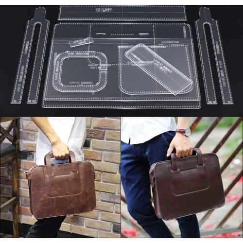 1Set DIY Leather Handmade Craft Mens Handbag Shoulder Bag Sewing Pattern Laser Cut Acrylic Stencil Template