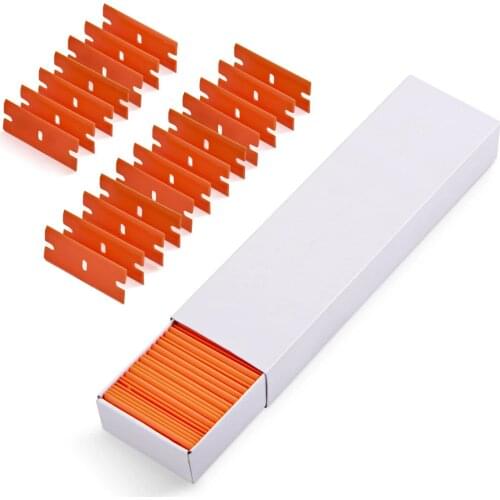 100pcs Razor Blade Car Window Glass Clean Scraper Carbon Fiber Wrapping Vinyl Auto Windshield Wrap Sticker Film Squeegee Tool