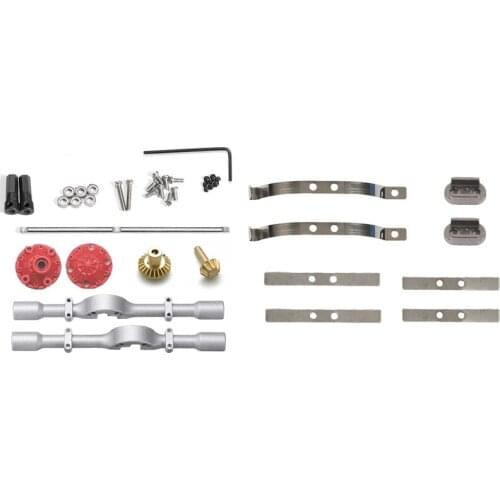 2 Pair Steel Shock Absorber Leaf Springs Suspension For WPL D12 B14 B24 B16 B36 & 1Set Metal Rear Bridge Axle With Gear