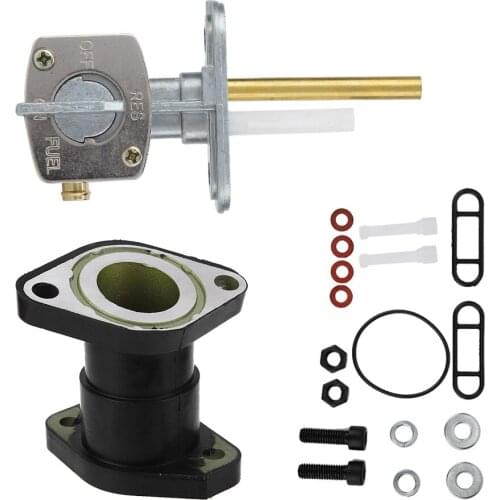 2pcs/Set Carburetor Intake Manifold Fuel Valve Switch Fit for Yamaha Big Bear 350 YFM350 1987-1999 Aluminum + Rubber