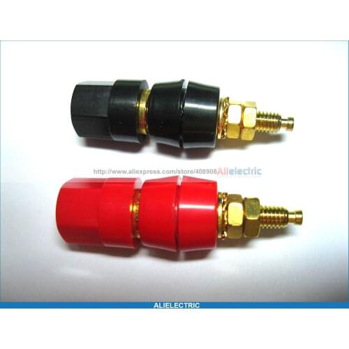 20 Pcs Gold Plated Binding Post Banana Jack Length 50mm 2 Colors Red Black