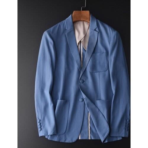 21C 100% Lyocell Mens Blazers Spring And Autumn Blue Blazer For Men Plus Size 4XL Luxury Slim Fit Casual Blazer Jacket Men
