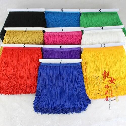 30Meters 20cm Long Polyester Lace Tassel Fringe Lace Trim Ribbon Sew Latin Dress Stage Garment Curtain DIY Accessories