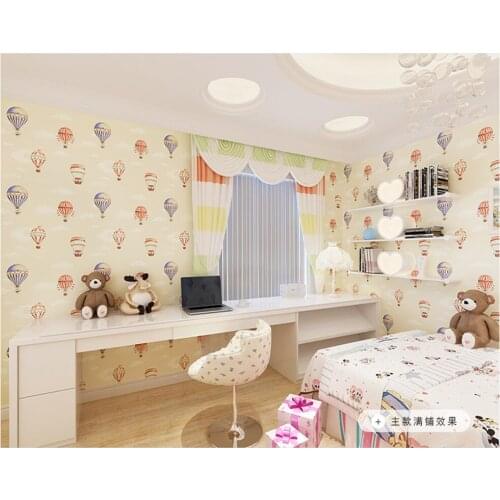 Beibehang Children boys and girls warm bedroom study nonwoven papel de parede 3d wallpaper abc match wall paper hot air balloon