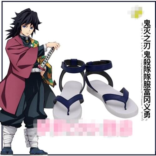 Anime Demon Slayer: Kimetsu no Yaiba Tomioka Giyuu Shoe Blue Sandals Flip-flop A
