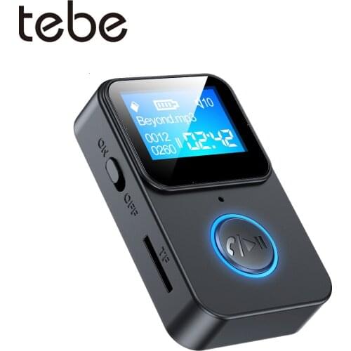 Tebe LCD Bluetooth 5.0 Audio Receiver Transmitter 3.5mm Aux Wireless Stereo Music Audio Adapter Support TF Play Selfie Control