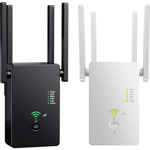 5.8GHz Wireless WiFi Repeater 1200Mbps Router 2.4G Network Booster Long Range Full Signal Coverage Extender Signal Amplifie NEW