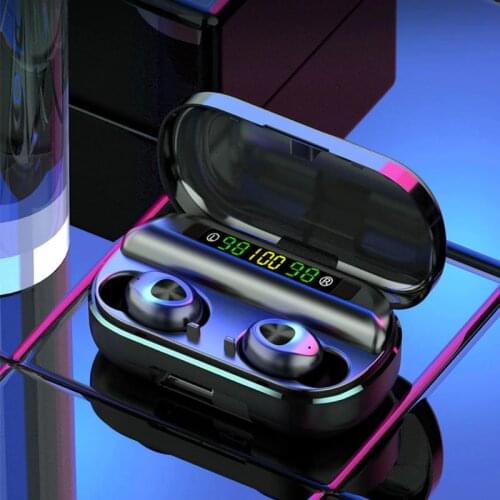 V7 V8 V10 F10 Earphone Bluetooth V5.1 Noise Reduction Wireless Headphone with Mic Power LED Display Headset 2000mAh Charge Case