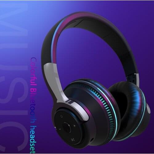 Bluetooth headset head-mounted wireless colorful luminous subwoofer foldable portable telescopic card game wireless headset