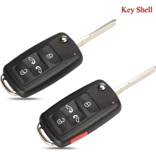 Kutery 10pcs/Lot Folding Car Key Shell For Volkswagen/VW Polo Golf MK6 Tiguan Touareg 4/5Buttons Remote Key Case Fob Cover