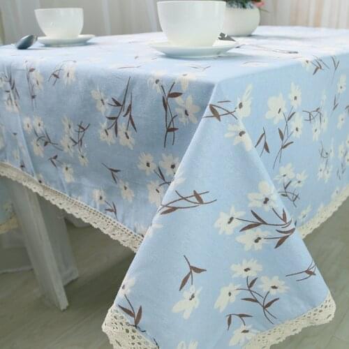 Flower Print Decorative Table Cloth Cotton Linen Lace Tablecloth Dining Table Cover For Kitchen Home Decor