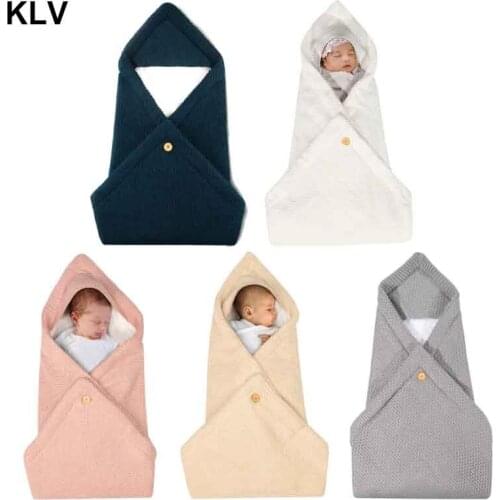 Baby Sleeping Bags Envelope Candy Color Knitted Blanket for Newborns Swaddle Wrapper Super Soft Winter Warm Stroller Sleepsacks