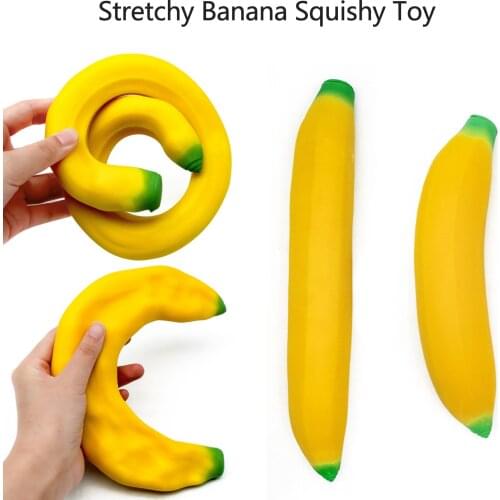 Stretchy Banana Sensory Toy Squish Stress Relief Toys Fidget Toys for Kids and Adults Straps Pendant Squeeze Stress Fidget Toys