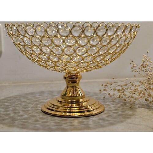 European Luxury Glass Crystal Fruit Plate Candy Plate Ornaments Home Livingroom Office Desktop Furnishing Decoration Crafts Art