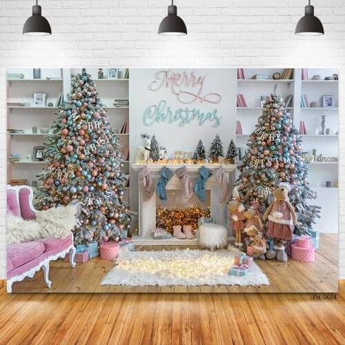 Merry Christmas Tree Gift Doll Toy Window Interior Background For Newborn Baby Party Photocall Photo Studio Photography Backdrop