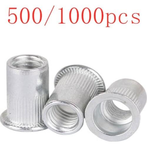 500pcs/1000pcs aluminum rivet nut M3 M4 M5 M6 M8 Aluminum Alloy Rivnut Flat Head Threaded Rivet Insert Nutsert Cap Rivet Nut