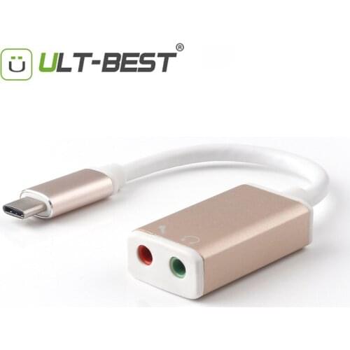 ULT-Best USB Type-C to Audio JackType C USB-C to External Audio Stereo Sound Adapter with 3.5mm Speaker/Headphone and Micro