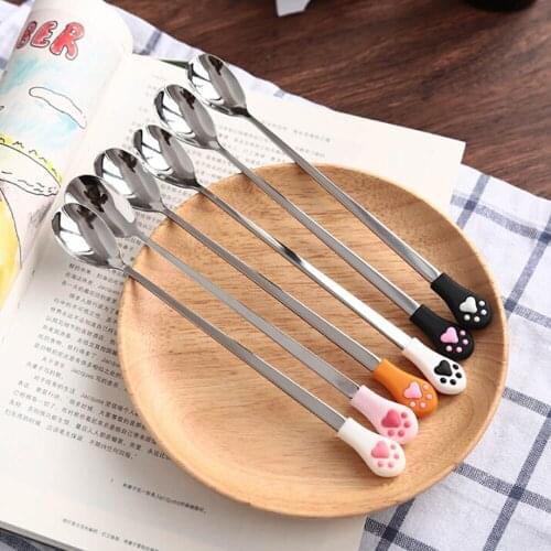 1PCS Stainless Steel Cute Cat Claw Coffee Spoons Fruit Dessert Spoon Tea Spoon Tableware Kitchen Supplies Dropshipping Spoon