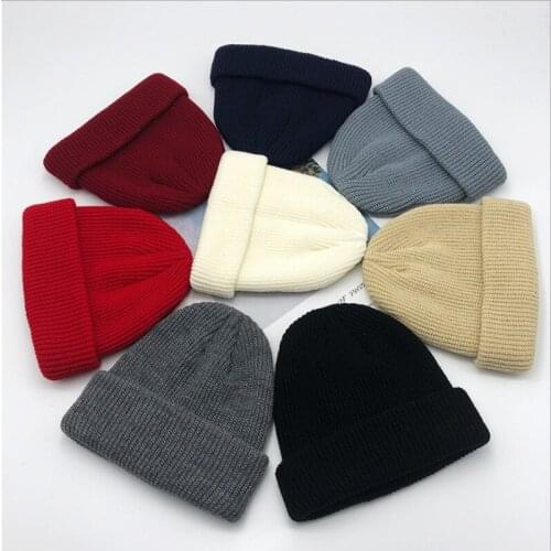 WZCX Korean Version Keep Warm Solid Color Melon Hat Knitting Unisex Hip Hop Fashion Autumn Winter Skullies Beanies Ski Cap