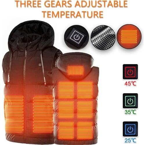 Heated Jacket 9 Areas Heated Vest Men Electric Heating Vest Thermal Warm Heating Clothes Outdoor Fishing Hunting USB Vest Winter