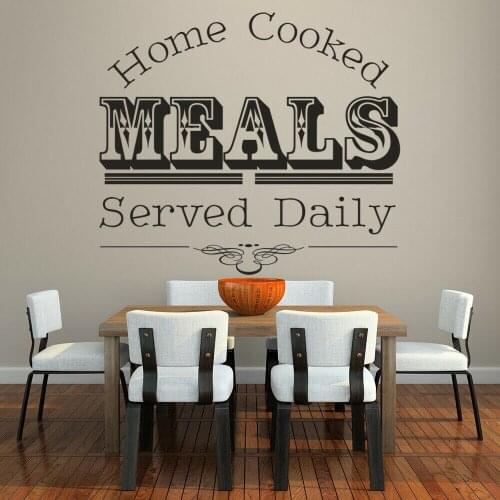 Restaurant Kitchen Wall Sticker Quote Home Cooked Meals Viny Wall Sticker Removable Home Dining Room Deocration Mural Z688