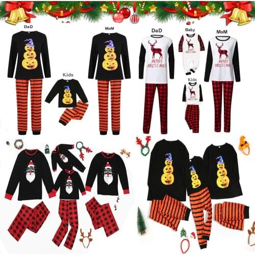2021 New Christmas Matching Family Clothes Father Son Sleepcoat Romper Baby Mother Daughter Clothes Family Cartoon Pajamas
