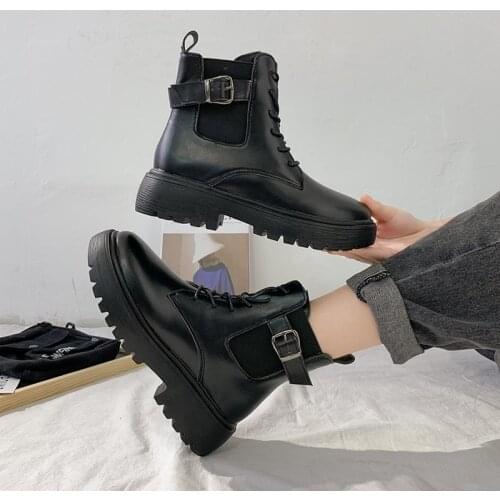 Autumn winter fashion boots Round Toe female students black short boots British boots wild retro tide